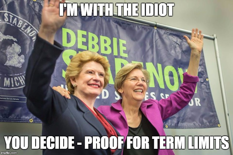 I'M WITH THE IDIOT; YOU DECIDE -
PROOF FOR TERM LIMITS | image tagged in debbie-lie-awatha | made w/ Imgflip meme maker