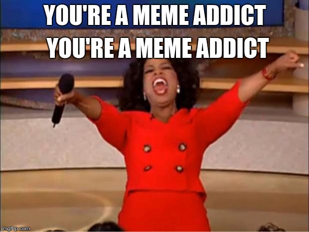 Oprah You Get A Meme | YOU'RE A MEME ADDICT YOU'RE A MEME ADDICT | image tagged in memes,oprah you get a | made w/ Imgflip meme maker