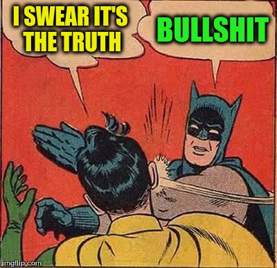 Batman Slapping Robin Meme | I SWEAR IT'S THE TRUTH BULLSHIT | image tagged in memes,batman slapping robin | made w/ Imgflip meme maker