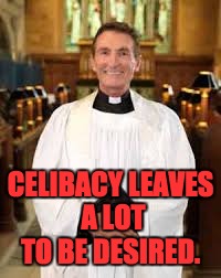 priest | CELIBACY LEAVES A LOT TO BE DESIRED. | image tagged in priest | made w/ Imgflip meme maker