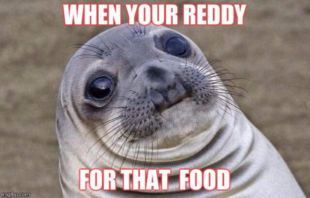 Awkward Moment Sealion Meme | WHEN YOUR REDDY; FOR THAT  FOOD | image tagged in memes,awkward moment sealion | made w/ Imgflip meme maker