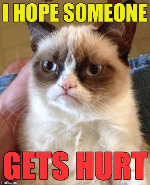 Grumpy Cat Meme | I HOPE SOMEONE GETS HURT | image tagged in memes,grumpy cat | made w/ Imgflip meme maker