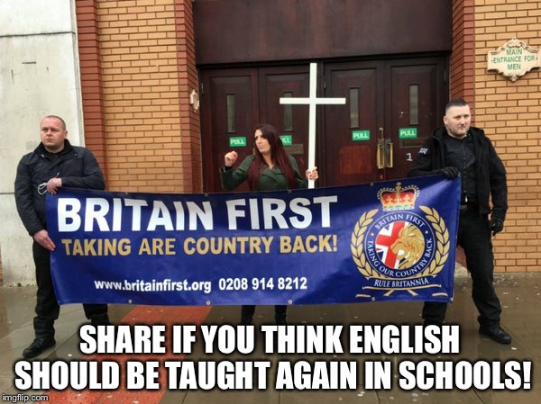SHARE IF YOU THINK ENGLISH SHOULD BE TAUGHT AGAIN IN SCHOOLS! | image tagged in education | made w/ Imgflip meme maker