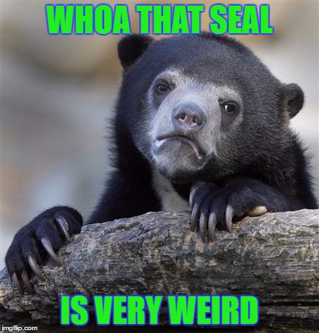Confession Bear Meme | WHOA THAT SEAL IS VERY WEIRD | image tagged in memes,confession bear | made w/ Imgflip meme maker