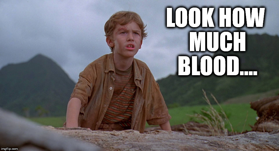 Cant wait for next Game of Thrones season | LOOK HOW MUCH BLOOD.... | image tagged in game of thrones jurassic park | made w/ Imgflip meme maker