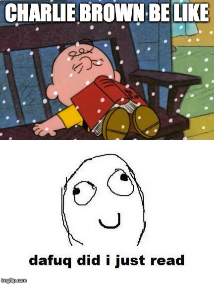 CHARLIE BROWN BE LIKE | image tagged in dafuq did i just read,charlie brown | made w/ Imgflip meme maker