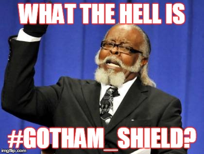 FALSE FLAG | WHAT THE HELL IS; #GOTHAM_SHIELD? | image tagged in memes,too damn high | made w/ Imgflip meme maker