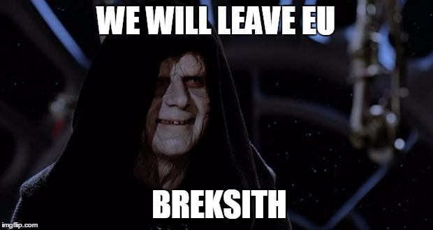 sith lord | WE WILL LEAVE EU; BREKSITH | image tagged in sith lord | made w/ Imgflip meme maker