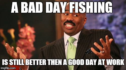 Steve Harvey Meme | A BAD DAY FISHING IS STILL BETTER THEN A GOOD DAY AT WORK | image tagged in memes,steve harvey | made w/ Imgflip meme maker