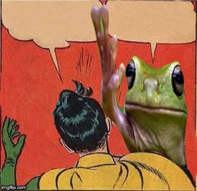 High Quality Frog Slapping Robin Blank Meme Template
