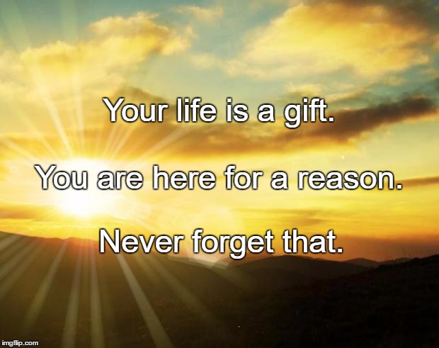 sunrise | Your life is a gift. Never forget that. You are here for a reason. | image tagged in sunrise | made w/ Imgflip meme maker