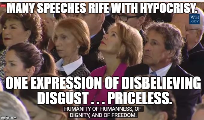 OY VEY! | MANY SPEECHES RIFE WITH HYPOCRISY. ONE EXPRESSION OF DISBELIEVING DISGUST . . . PRICELESS. | image tagged in potus,impotus,donald trump,holocaust remembrance day,white house,president | made w/ Imgflip meme maker