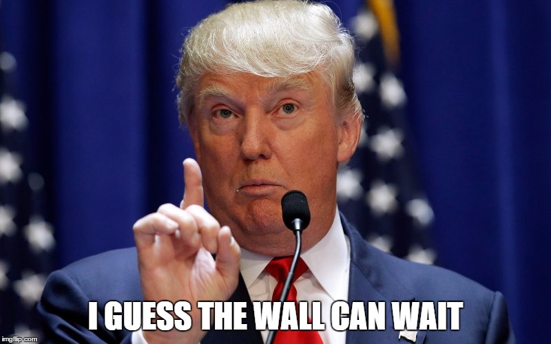 Donald Trump | I GUESS THE WALL CAN WAIT | image tagged in donald trump | made w/ Imgflip meme maker