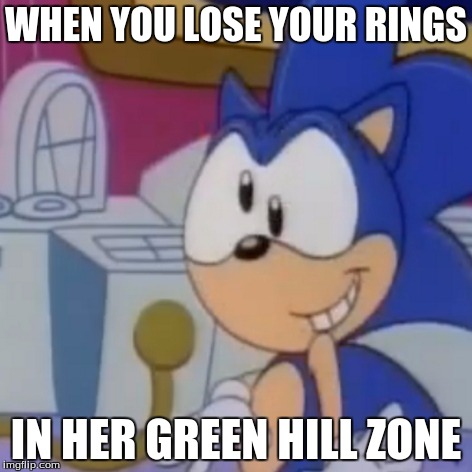 WHEN YOU LOSE YOUR RINGS; IN HER GREEN HILL ZONE | image tagged in derhep | made w/ Imgflip meme maker