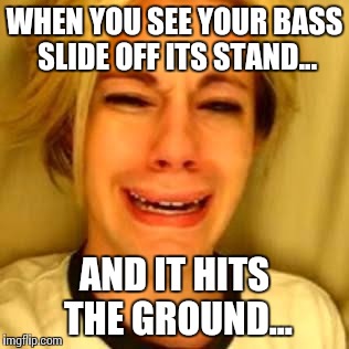 Bass Sook | WHEN YOU SEE YOUR BASS SLIDE OFF ITS STAND... AND IT HITS THE GROUND... | image tagged in memes | made w/ Imgflip meme maker