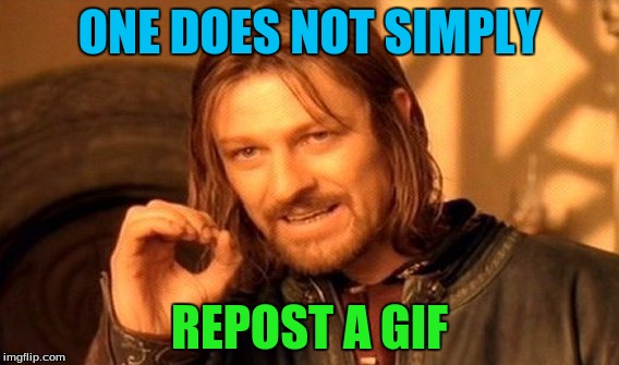 One Does Not Simply | ONE DOES NOT SIMPLY; REPOST A GIF | image tagged in memes,one does not simply,repost,gifs | made w/ Imgflip meme maker
