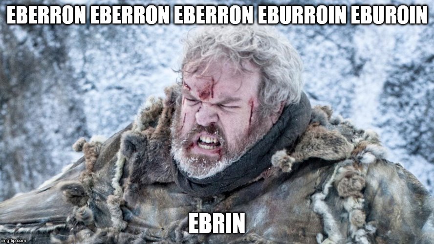 hodor | EBERRON EBERRON EBERRON EBURROIN EBUROIN; EBRIN | image tagged in hodor | made w/ Imgflip meme maker