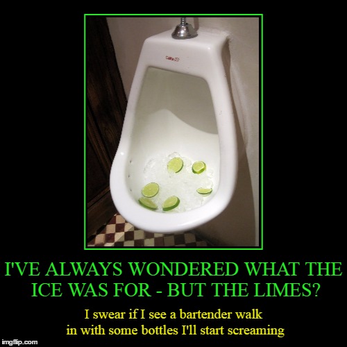 I thought my margarita tasted off | image tagged in funny,demotivationals,urinals,drinking,bars | made w/ Imgflip demotivational maker