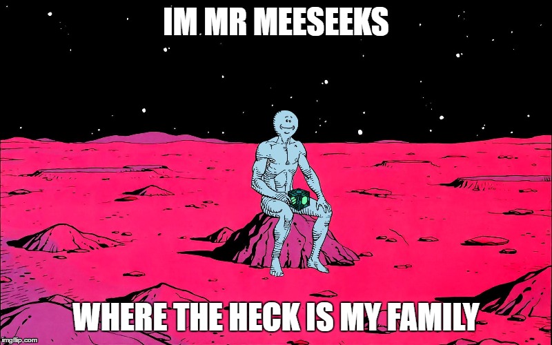 IM MR MEESEEKS; WHERE THE HECK IS MY FAMILY | image tagged in memes,funny | made w/ Imgflip meme maker