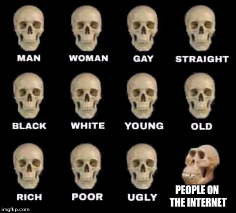 man woman gay straight skull | PEOPLE ON THE INTERNET | image tagged in man woman gay straight skull | made w/ Imgflip meme maker