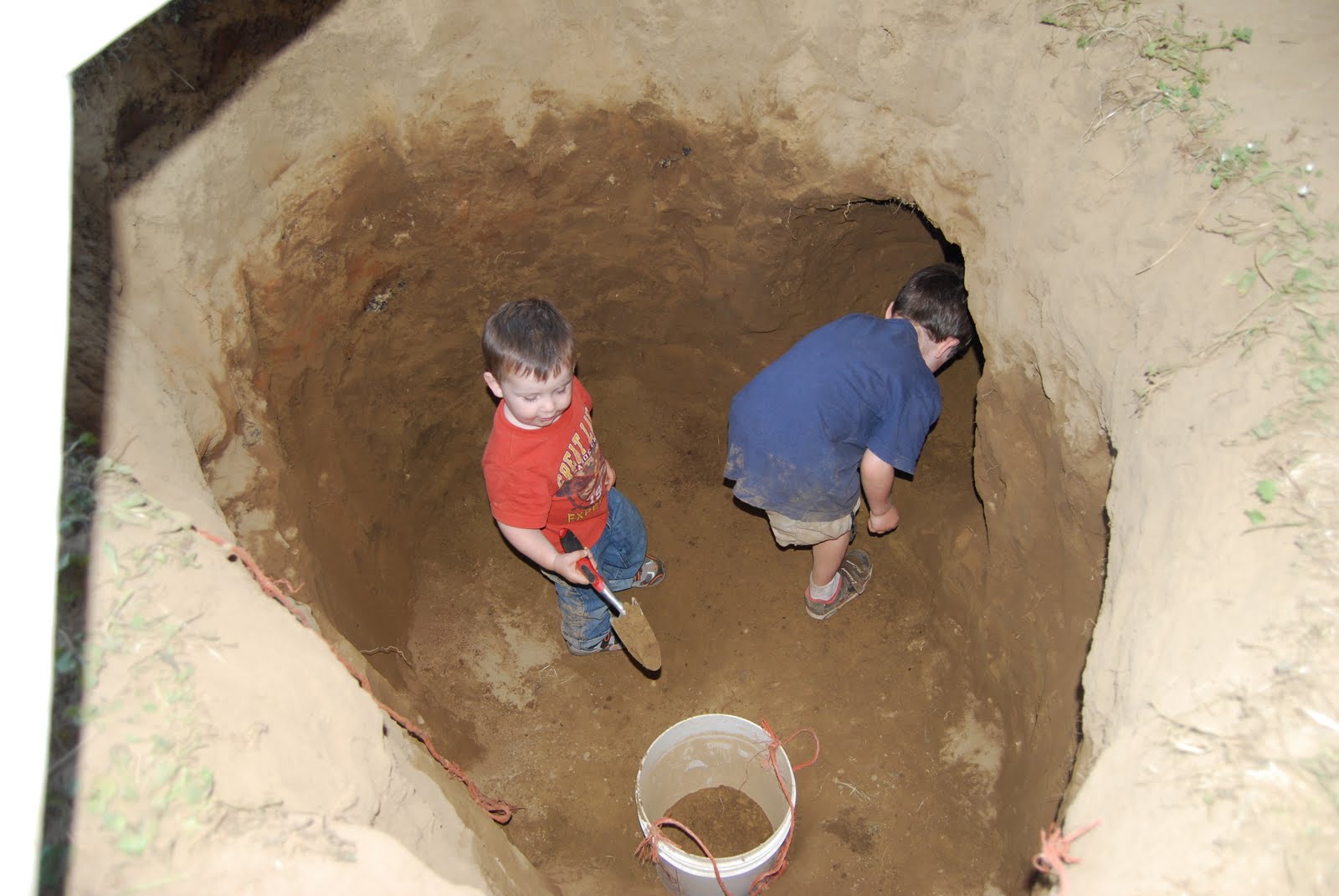 High Quality Kids digging a hole Blank Meme Template