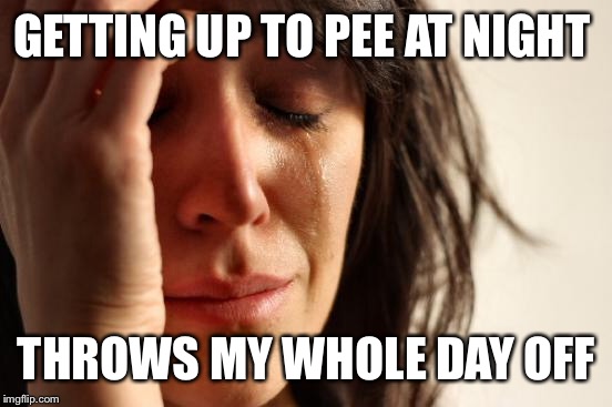 First World Problems Meme | GETTING UP TO PEE AT NIGHT THROWS MY WHOLE DAY OFF | image tagged in memes,first world problems | made w/ Imgflip meme maker