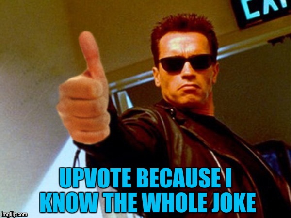 Arnold likes it | UPVOTE BECAUSE I KNOW THE WHOLE JOKE | image tagged in arnold likes it | made w/ Imgflip meme maker