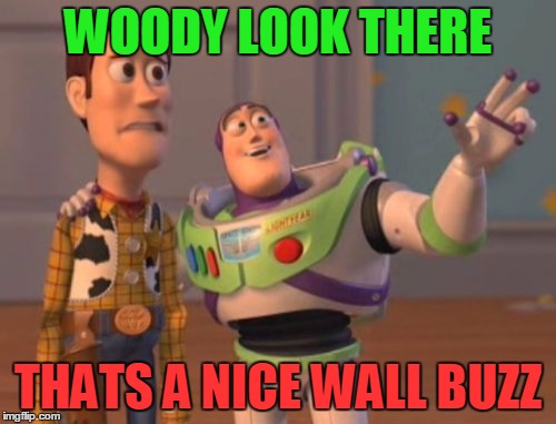 X, X Everywhere Meme | WOODY LOOK THERE; THATS A NICE WALL BUZZ | image tagged in memes,x x everywhere | made w/ Imgflip meme maker