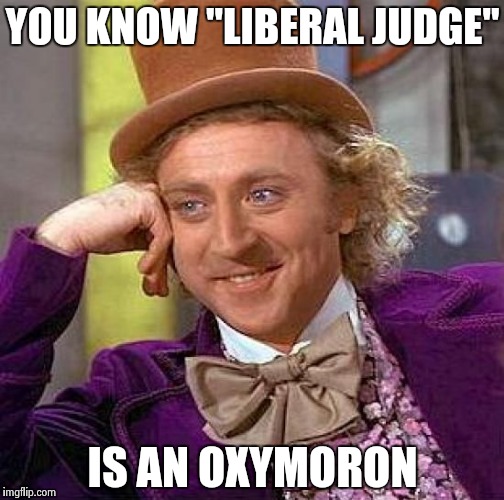 Creepy Condescending Wonka Meme | YOU KNOW "LIBERAL JUDGE" IS AN OXYMORON | image tagged in memes,creepy condescending wonka | made w/ Imgflip meme maker