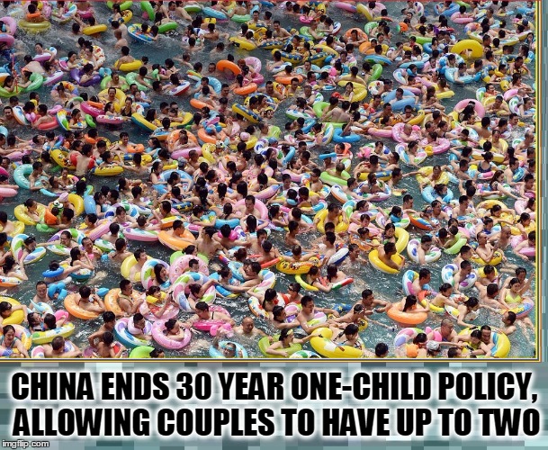 A Relaxing Day at the Beach ...in China | CHINA ENDS 30 YEAR ONE-CHILD POLICY, ALLOWING COUPLES TO HAVE UP TO TWO | image tagged in overpopulation,vince vance,china,chinese,crowded beach,population | made w/ Imgflip meme maker