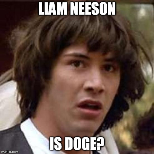 Conspiracy Keanu Meme | LIAM NEESON IS DOGE? | image tagged in memes,conspiracy keanu | made w/ Imgflip meme maker