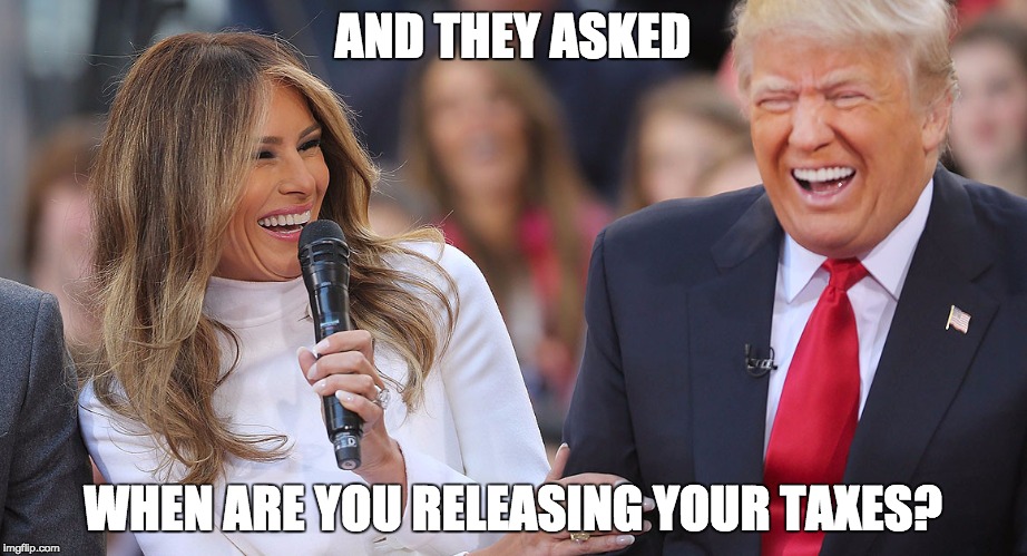 AND THEY ASKED; WHEN ARE YOU RELEASING YOUR TAXES? | image tagged in taxes | made w/ Imgflip meme maker