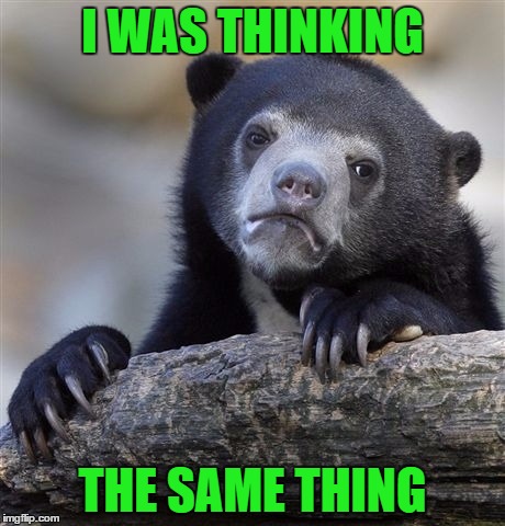 Confession Bear Meme | I WAS THINKING THE SAME THING | image tagged in memes,confession bear | made w/ Imgflip meme maker