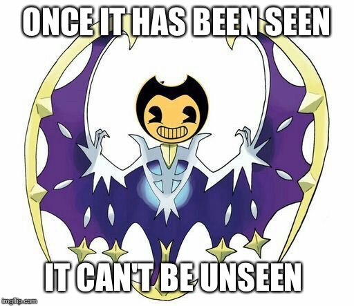 The resemblance is uncanny  | ONCE IT HAS BEEN SEEN; IT CAN'T BE UNSEEN | image tagged in bendy and the ink machine,pokemon,resemblance | made w/ Imgflip meme maker