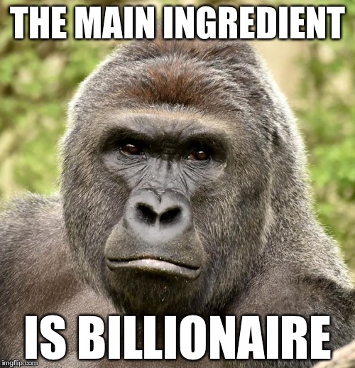 Har | THE MAIN INGREDIENT IS BILLIONAIRE | image tagged in har | made w/ Imgflip meme maker