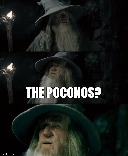 Confused Gandalf Meme | THE POCONOS? | image tagged in memes,confused gandalf | made w/ Imgflip meme maker