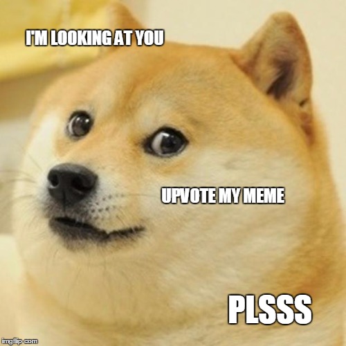 Doge | I'M LOOKING AT YOU; UPVOTE MY MEME; PLSSS | image tagged in memes,doge | made w/ Imgflip meme maker