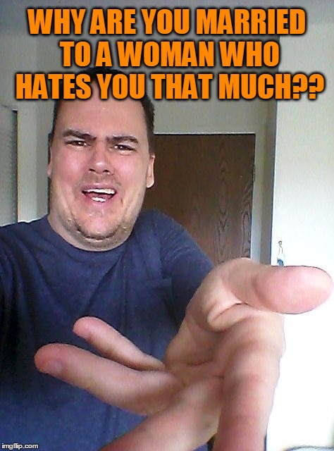 wow! | WHY ARE YOU MARRIED TO A WOMAN WHO HATES YOU THAT MUCH?? | image tagged in wow | made w/ Imgflip meme maker