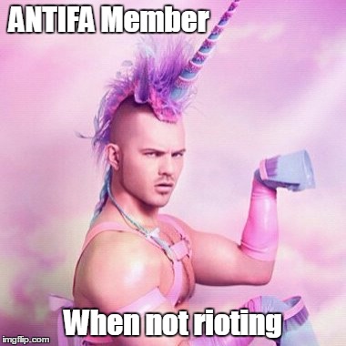 Unicorn MAN Meme | ANTIFA Member; When not rioting | image tagged in memes,unicorn man | made w/ Imgflip meme maker
