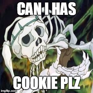 The Last Cookie | CAN I HAS; COOKIE PLZ | image tagged in last unicorn dead king,the last unicorn,cookie,can i has cookie plz,hagred | made w/ Imgflip meme maker