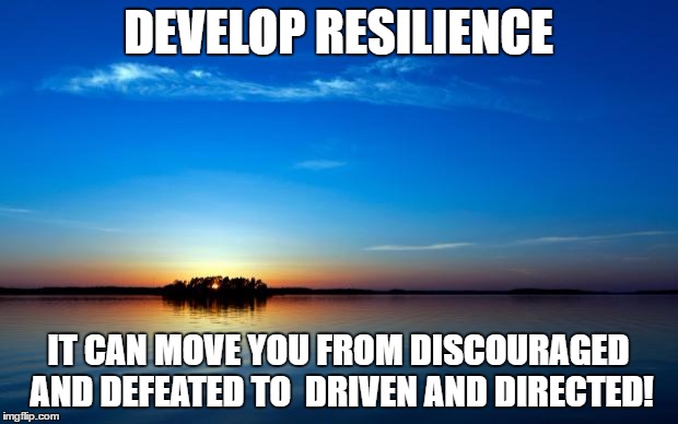 Inspirational Quote | DEVELOP RESILIENCE; IT CAN MOVE YOU FROM DISCOURAGED AND DEFEATED TO 
DRIVEN AND DIRECTED! | image tagged in inspirational quote | made w/ Imgflip meme maker