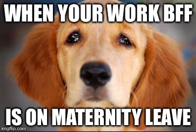 WHEN YOUR WORK BFF; IS ON MATERNITY LEAVE | image tagged in work,bff | made w/ Imgflip meme maker