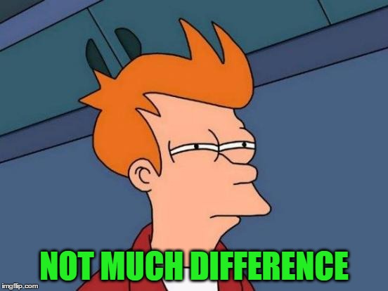 Futurama Fry Meme | NOT MUCH DIFFERENCE | image tagged in memes,futurama fry | made w/ Imgflip meme maker
