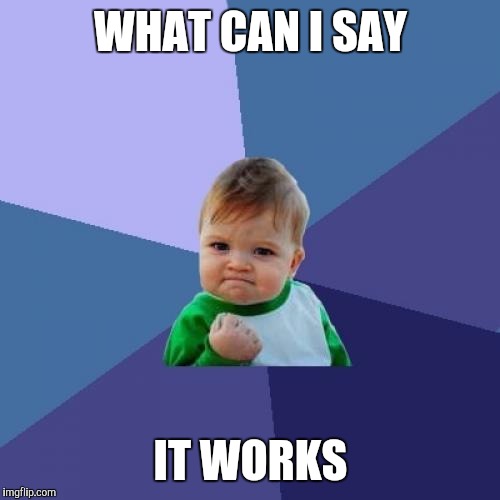 Success Kid Meme | WHAT CAN I SAY IT WORKS | image tagged in memes,success kid | made w/ Imgflip meme maker