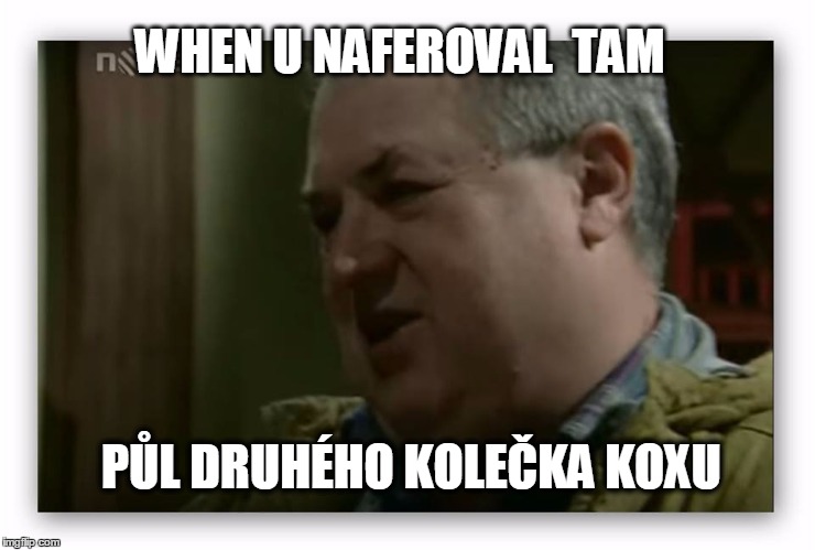 WHEN U NAFEROVAL  TAM; PŮL DRUHÉHO KOLEČKA KOXU | made w/ Imgflip meme maker