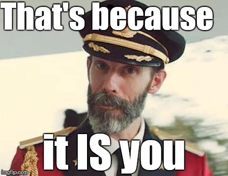 Captain Obvious | That's because it IS you | image tagged in captain obvious | made w/ Imgflip meme maker