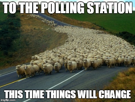 Early Voting | TO THE POLLING STATION; THIS TIME THINGS WILL CHANGE | image tagged in early voting | made w/ Imgflip meme maker