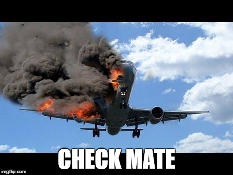 plane crash | CHECK MATE | image tagged in plane crash | made w/ Imgflip meme maker