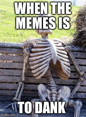 Waiting Skeleton Meme | WHEN THE MEMES IS; TO DANK | image tagged in memes,waiting skeleton | made w/ Imgflip meme maker