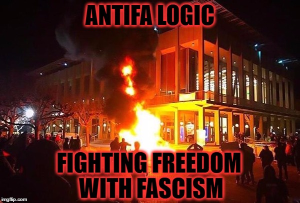 antifa | ANTIFA LOGIC; FIGHTING FREEDOM WITH FASCISM | image tagged in antifa | made w/ Imgflip meme maker